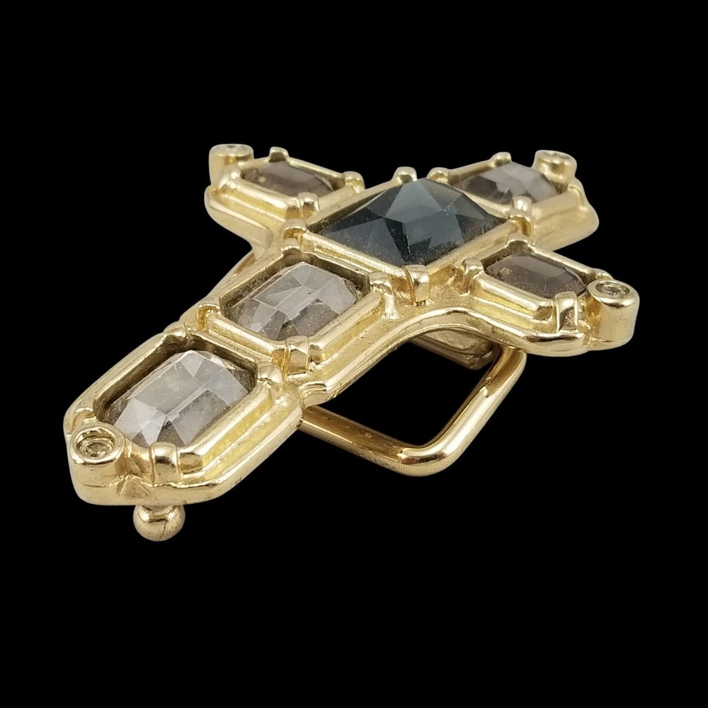 Abel Brand Gold Tone Cross Belt Buckle Embellished Crystals Made in Italy - Picture 5 of 11